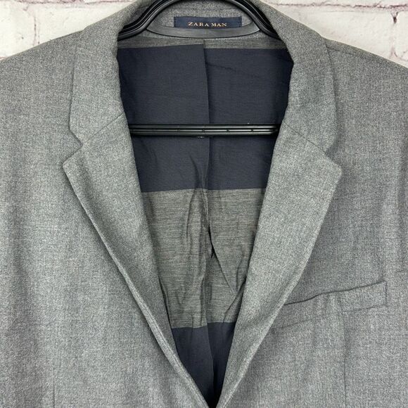 Zara Man Sport Coat Mens 42R Blazer Jacket 2 Button Single Vent Business Gray - Picture 2 of 11